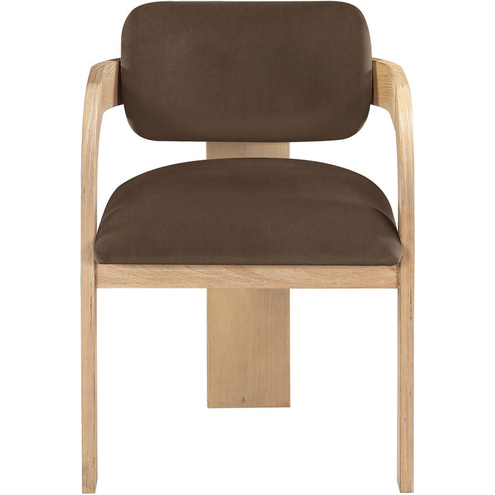 Cedra Velvet Performance Fabric Upholstered Dining Chair — Brown / Stained Natural