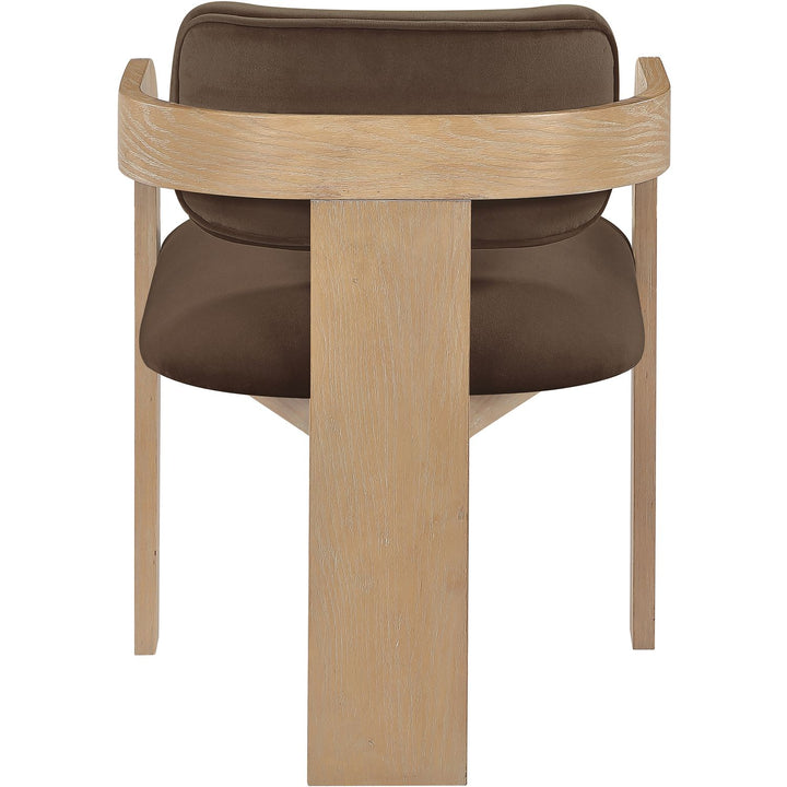 Cedra Velvet Performance Fabric Upholstered Dining Chair — Brown / Stained Natural