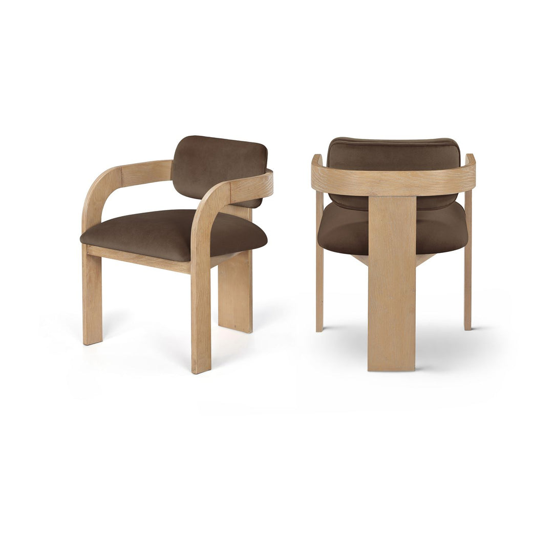 Cedra Brown Velvet Performance Fabric Upholstered Dining Chair