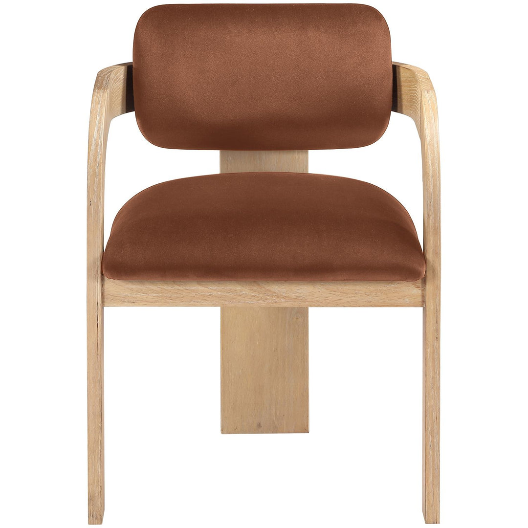 Cedra Velvet Performance Fabric Upholstered Dining Chair — Cognac / Stained Natural