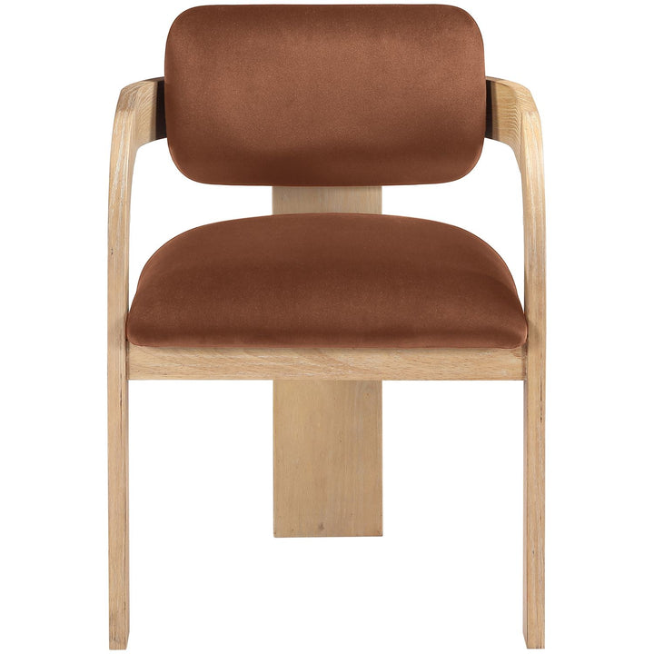 Cedra Velvet Performance Fabric Upholstered Dining Chair — Cognac / Stained Natural