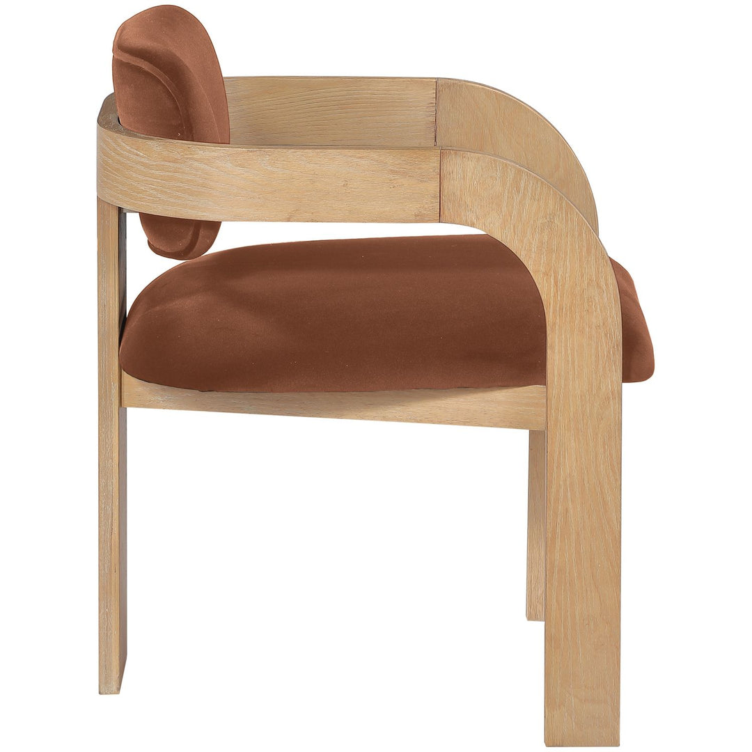 Cedra Velvet Performance Fabric Upholstered Dining Chair — Cognac / Stained Natural