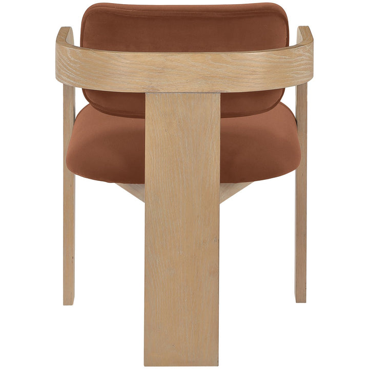 Cedra Velvet Performance Fabric Upholstered Dining Chair — Cognac / Stained Natural