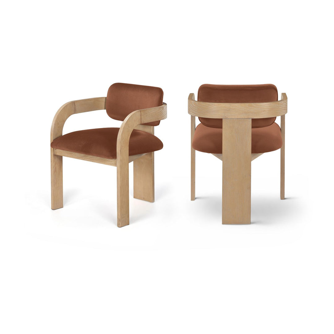 Cedra Cognac Velvet Performance Fabric Upholstered Dining Chair