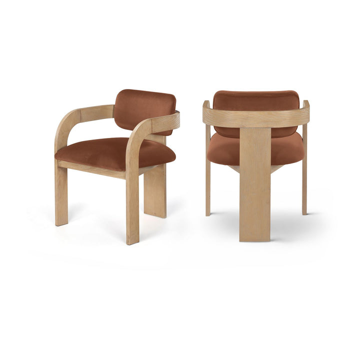 Cedra Cognac Velvet Performance Fabric Upholstered Dining Chair