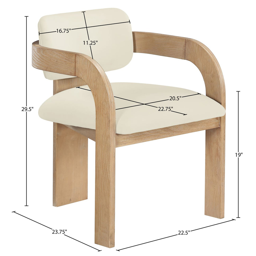 Cedra Velvet Performance Fabric Upholstered Dining Chair — Cream / Stained Natural