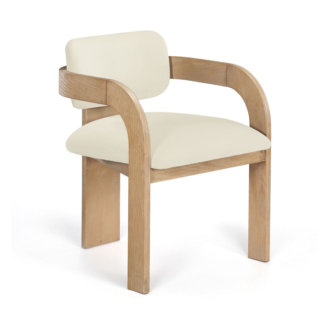 Cedra Velvet Performance Fabric Upholstered Dining Chair — Cream / Stained Natural