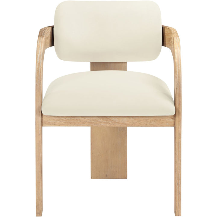 Cedra Velvet Performance Fabric Upholstered Dining Chair — Cream / Stained Natural