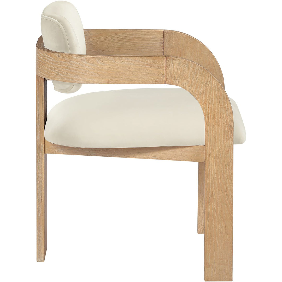 Cedra Velvet Performance Fabric Upholstered Dining Chair — Cream / Stained Natural