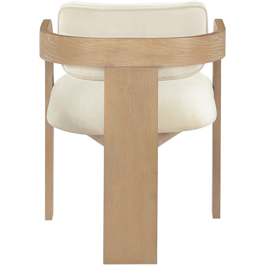 Cedra Velvet Performance Fabric Upholstered Dining Chair — Cream / Stained Natural