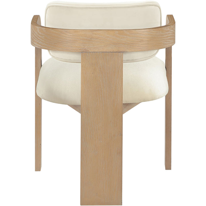 Cedra Velvet Performance Fabric Upholstered Dining Chair — Cream / Stained Natural