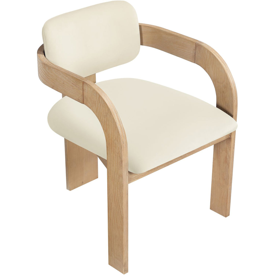 Cedra Velvet Performance Fabric Upholstered Dining Chair — Cream / Stained Natural