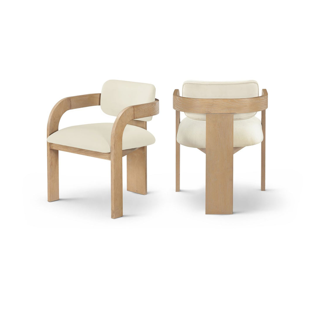Cedra Cream Velvet Performance Fabric Upholstered Dining Chair