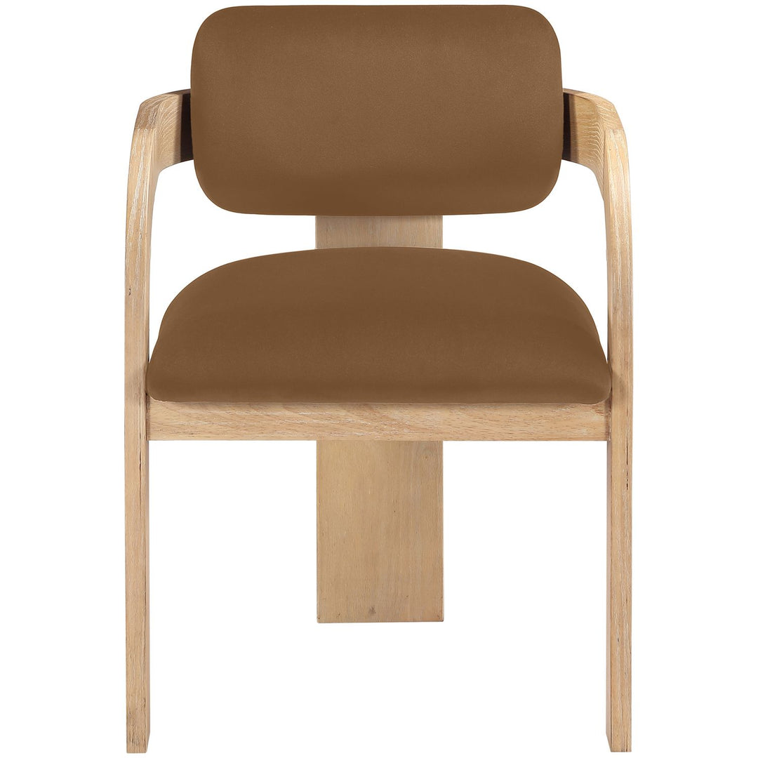 Cedra Velvet Performance Fabric Upholstered Dining Chair — Saddle / Stained Natural