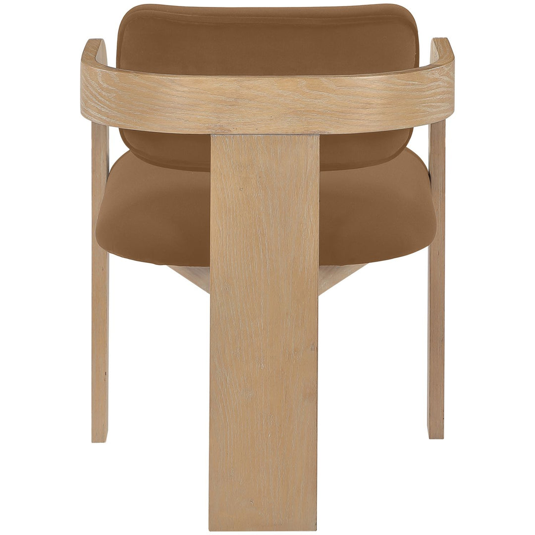 Cedra Velvet Performance Fabric Upholstered Dining Chair — Saddle / Stained Natural
