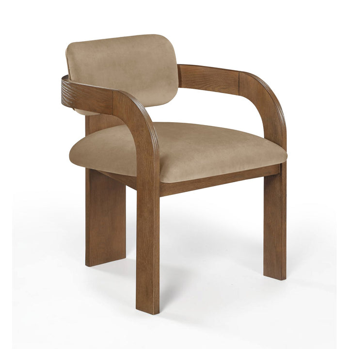 Cedra Velvet Performance Fabric Upholstered Dining Chair — Beige / Stained Brown