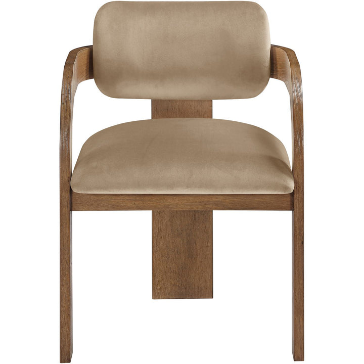 Cedra Velvet Performance Fabric Upholstered Dining Chair — Beige / Stained Brown