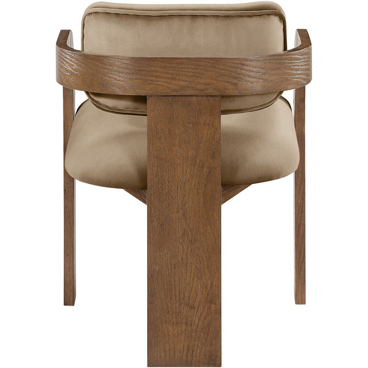 Cedra Velvet Performance Fabric Upholstered Dining Chair — Beige / Stained Brown