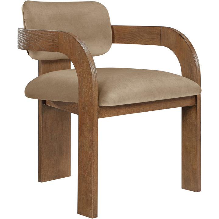 Cedra Velvet Performance Fabric Upholstered Dining Chair — Beige / Stained Brown