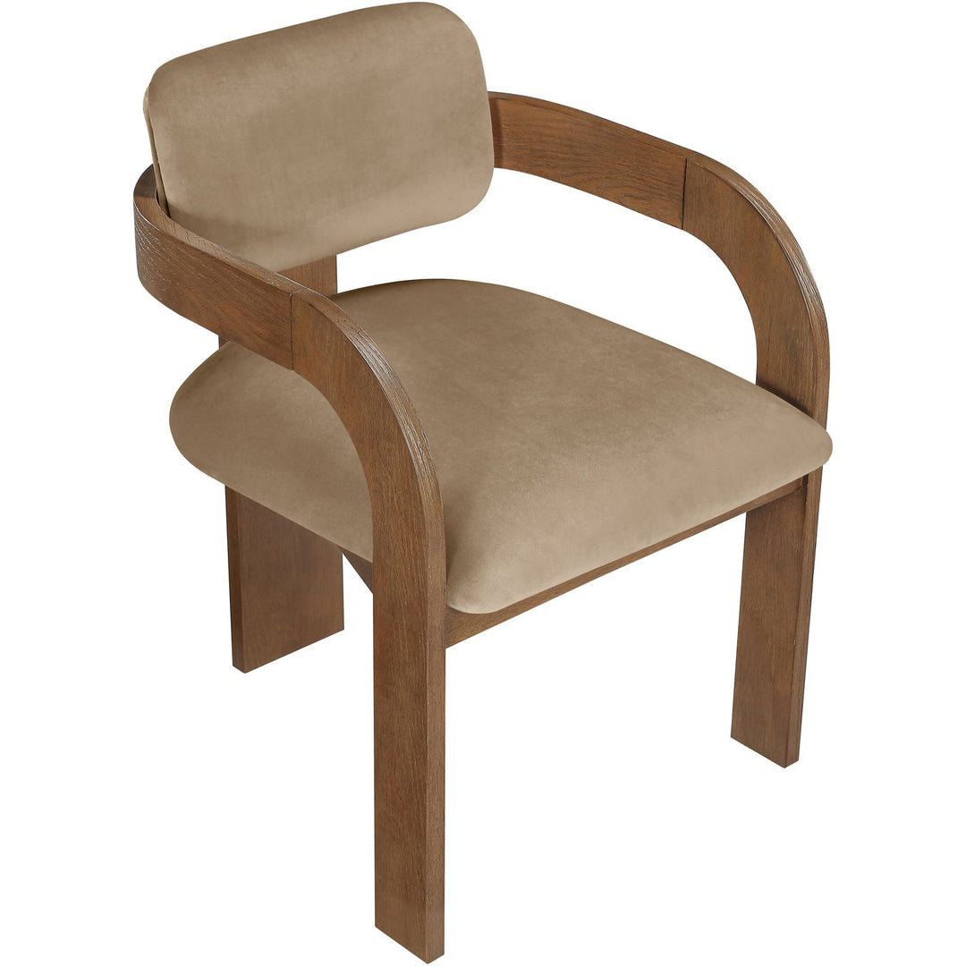 Cedra Velvet Performance Fabric Upholstered Dining Chair — Beige / Stained Brown