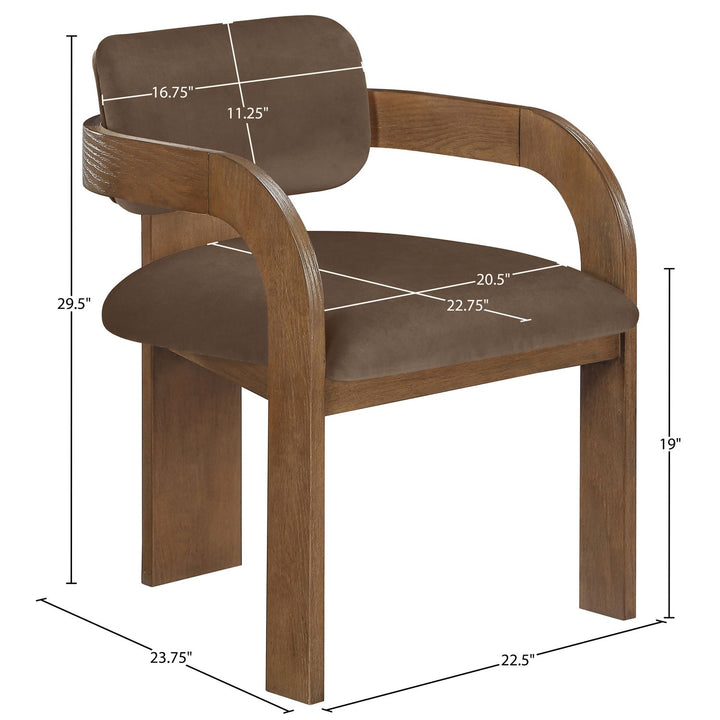 Cedra Velvet Performance Fabric Upholstered Dining Chair — Brown / Stained Brown