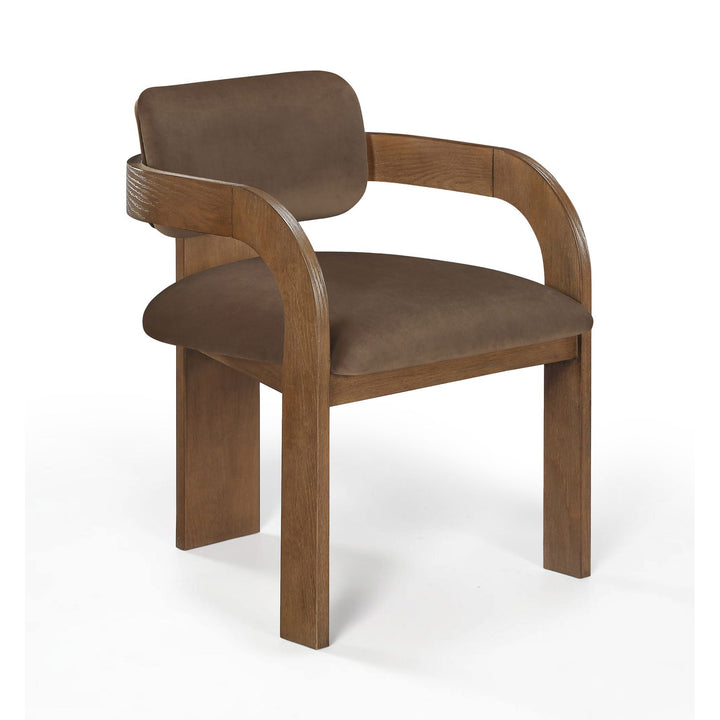 Cedra Velvet Performance Fabric Upholstered Dining Chair — Brown / Stained Brown
