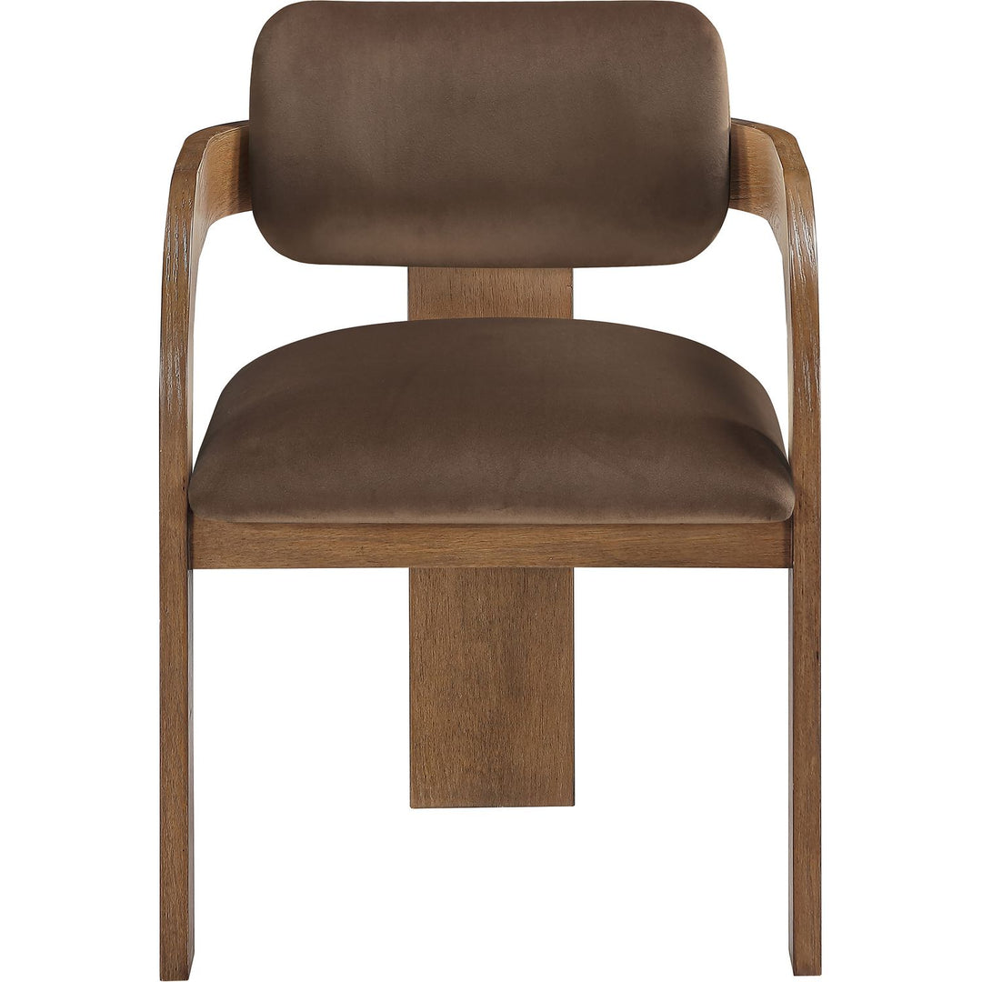 Cedra Velvet Performance Fabric Upholstered Dining Chair — Brown / Stained Brown