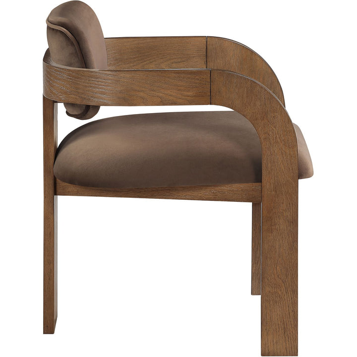 Cedra Velvet Performance Fabric Upholstered Dining Chair — Brown / Stained Brown