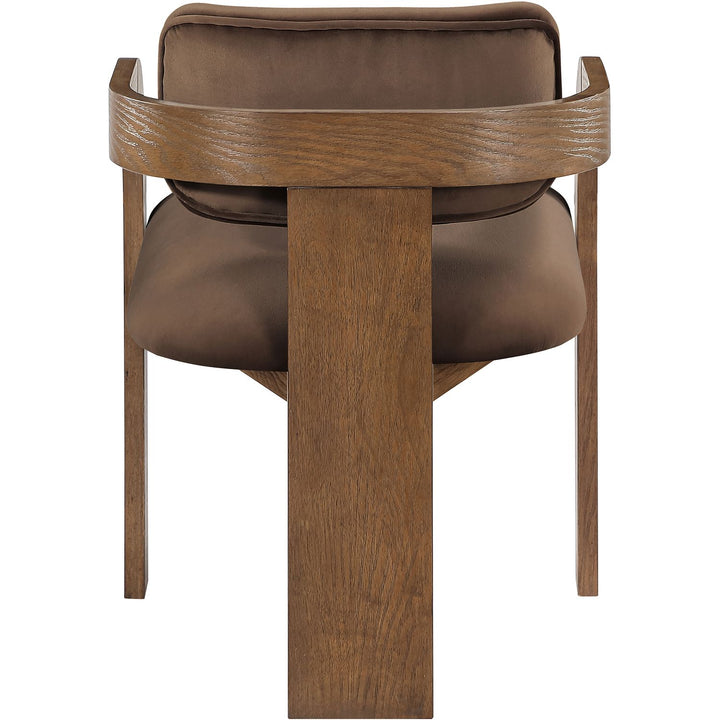Cedra Velvet Performance Fabric Upholstered Dining Chair — Brown / Stained Brown