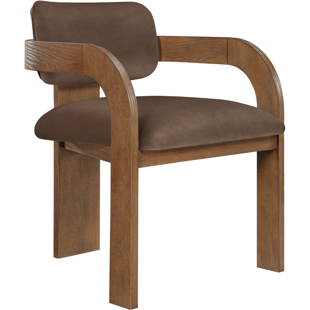 Cedra Velvet Performance Fabric Upholstered Dining Chair — Brown / Stained Brown