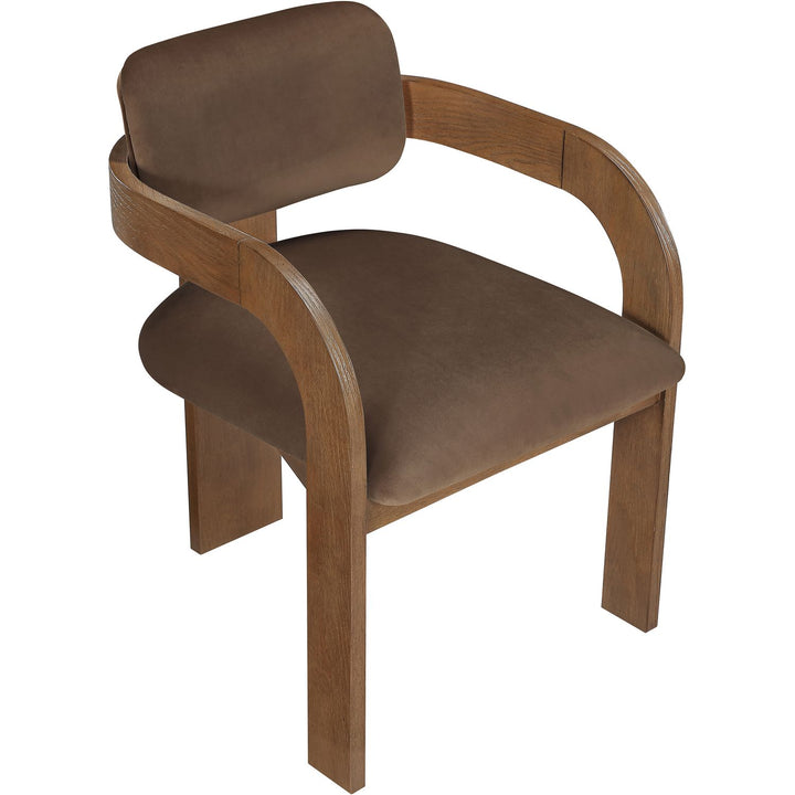 Cedra Velvet Performance Fabric Upholstered Dining Chair — Brown / Stained Brown