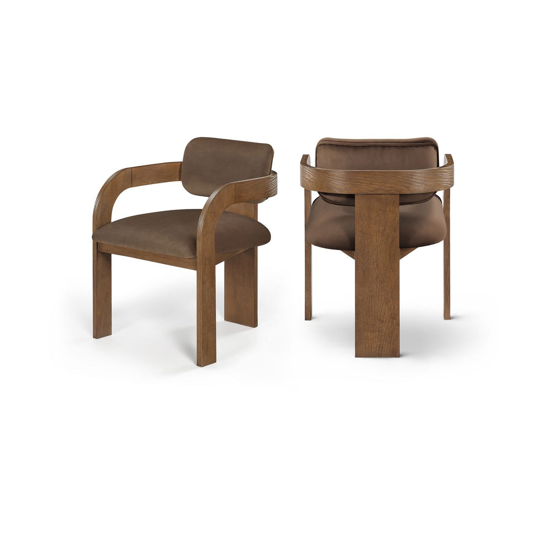 Cedra Brown Velvet Performance Fabric Upholstered Dining Chair