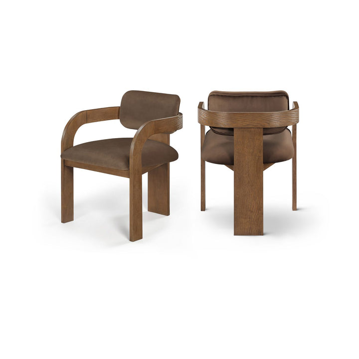 Cedra Brown Velvet Performance Fabric Upholstered Dining Chair
