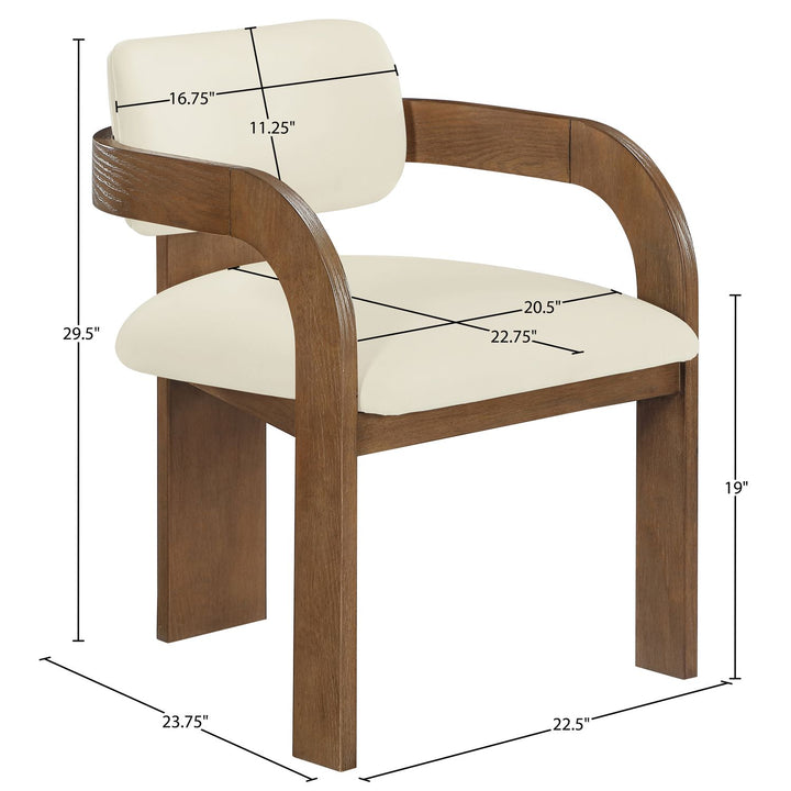 Cedra Velvet Performance Fabric Upholstered Dining Chair — Cream / Stained Brown
