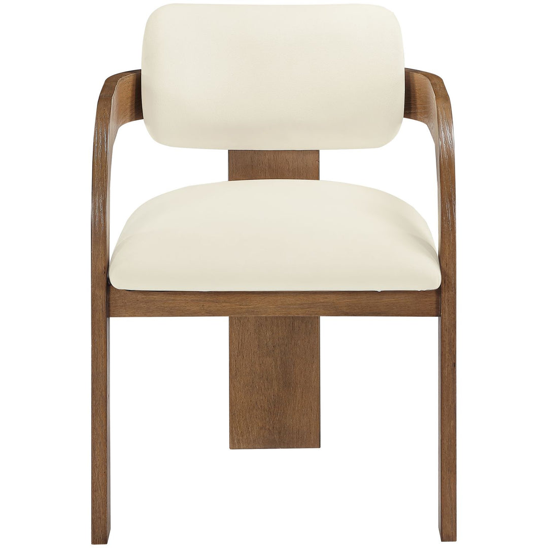 Cedra Velvet Performance Fabric Upholstered Dining Chair — Cream / Stained Brown