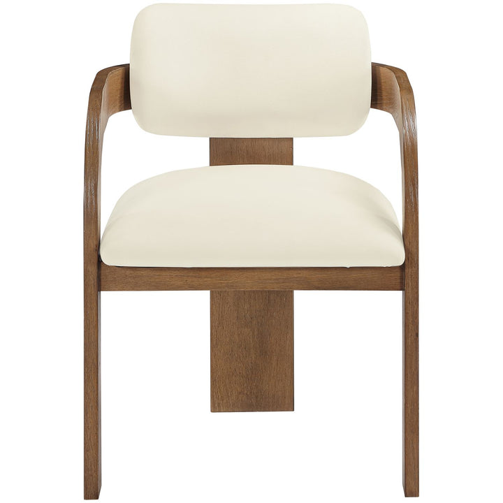 Cedra Velvet Performance Fabric Upholstered Dining Chair — Cream / Stained Brown