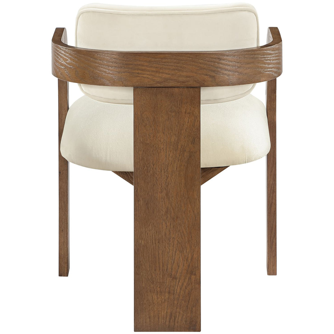 Cedra Velvet Performance Fabric Upholstered Dining Chair — Cream / Stained Brown