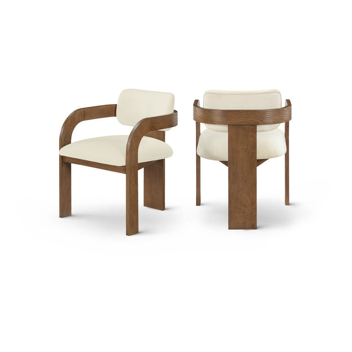Cedra Cream Velvet Performance Fabric Upholstered Dining Chair