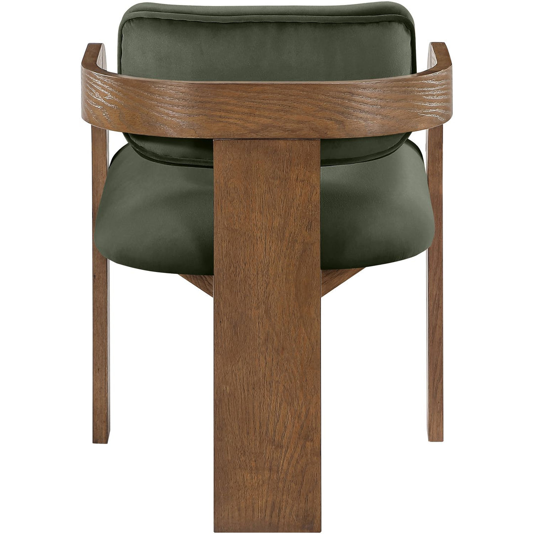 Cedra Velvet Performance Fabric Upholstered Dining Chair — Green / Stained Brown