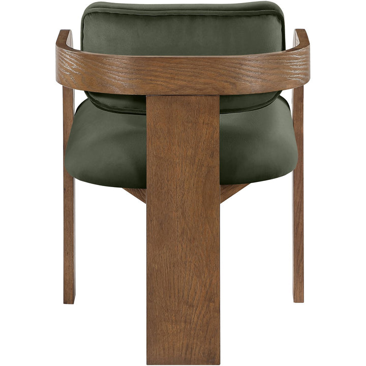Cedra Velvet Performance Fabric Upholstered Dining Chair — Green / Stained Brown