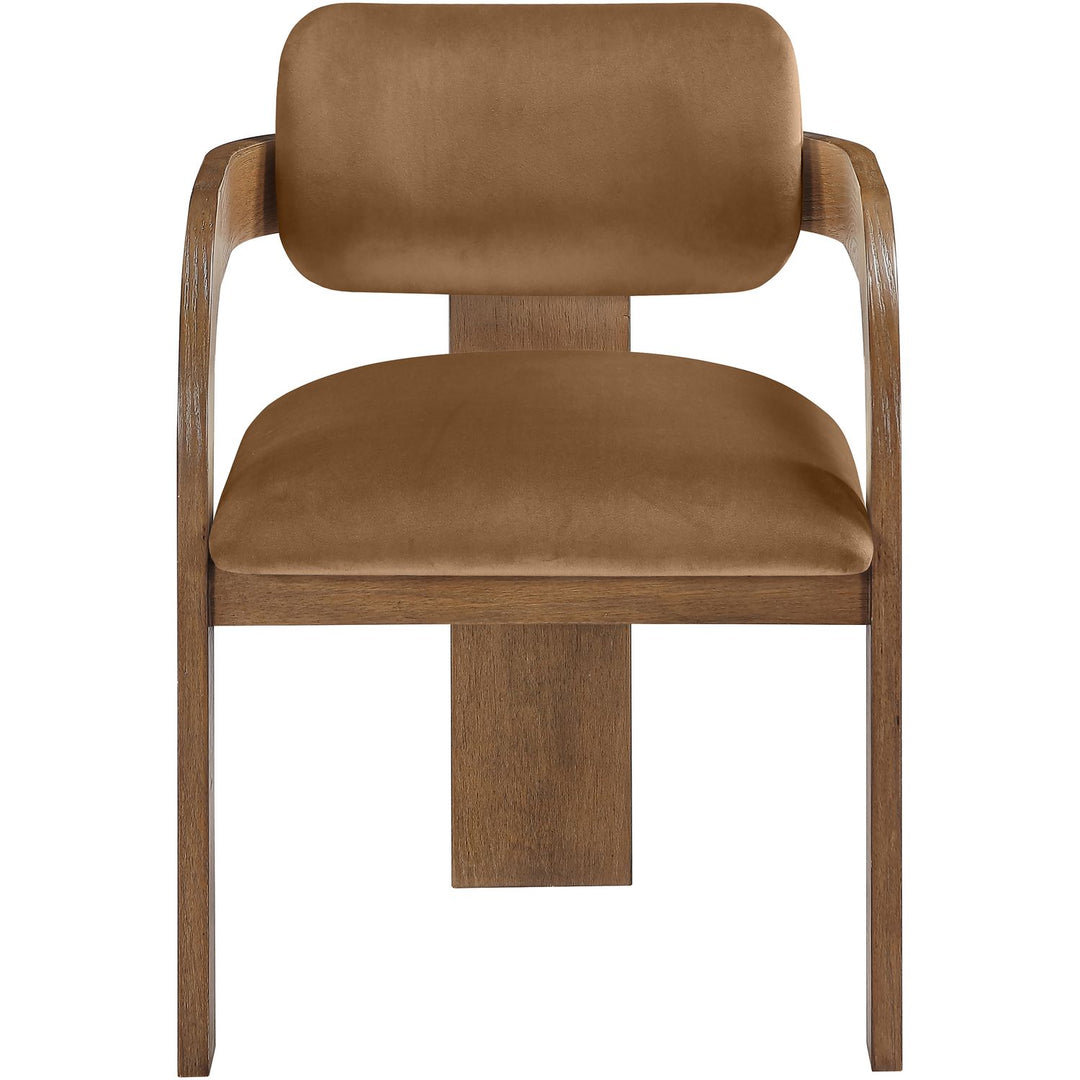 Cedra Velvet Performance Fabric Upholstered Dining Chair — Saddle / Stained Brown