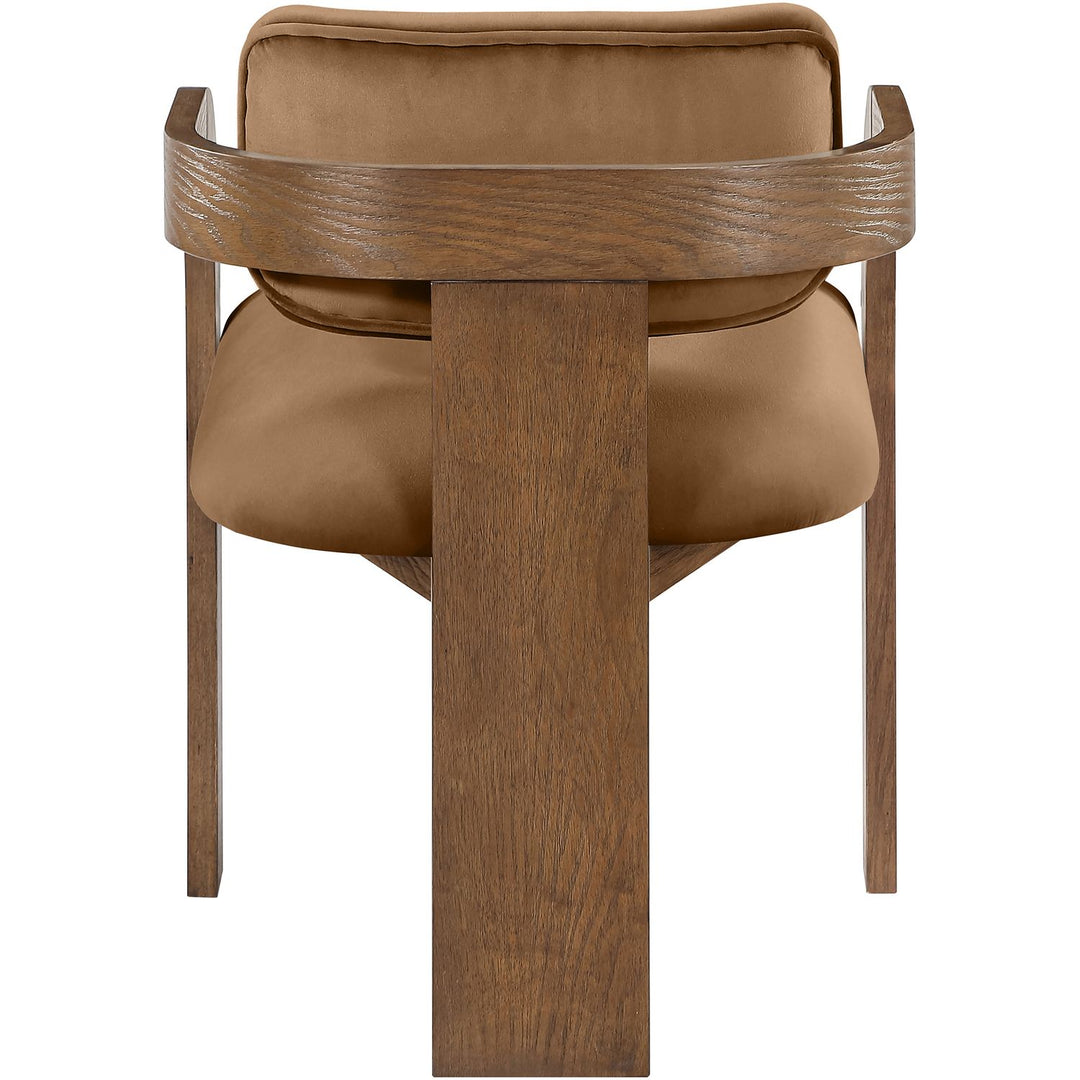 Cedra Velvet Performance Fabric Upholstered Dining Chair — Saddle / Stained Brown