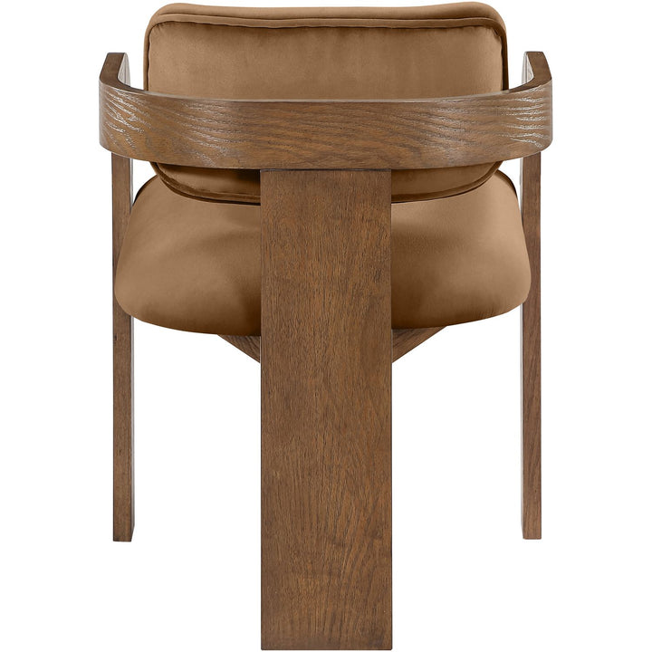 Cedra Velvet Performance Fabric Upholstered Dining Chair — Saddle / Stained Brown