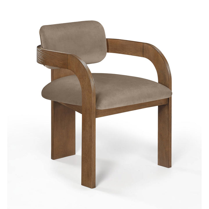 Cedra Velvet Performance Fabric Upholstered Dining Chair — Taupe / Stained Brown