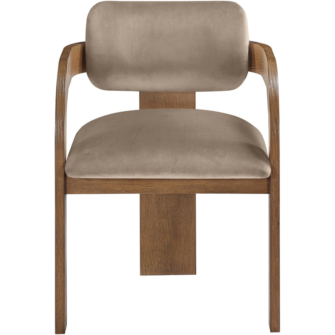 Cedra Velvet Performance Fabric Upholstered Dining Chair — Taupe / Stained Brown