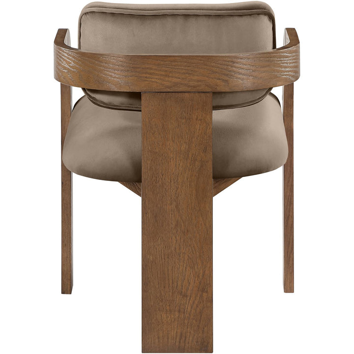 Cedra Velvet Performance Fabric Upholstered Dining Chair — Taupe / Stained Brown