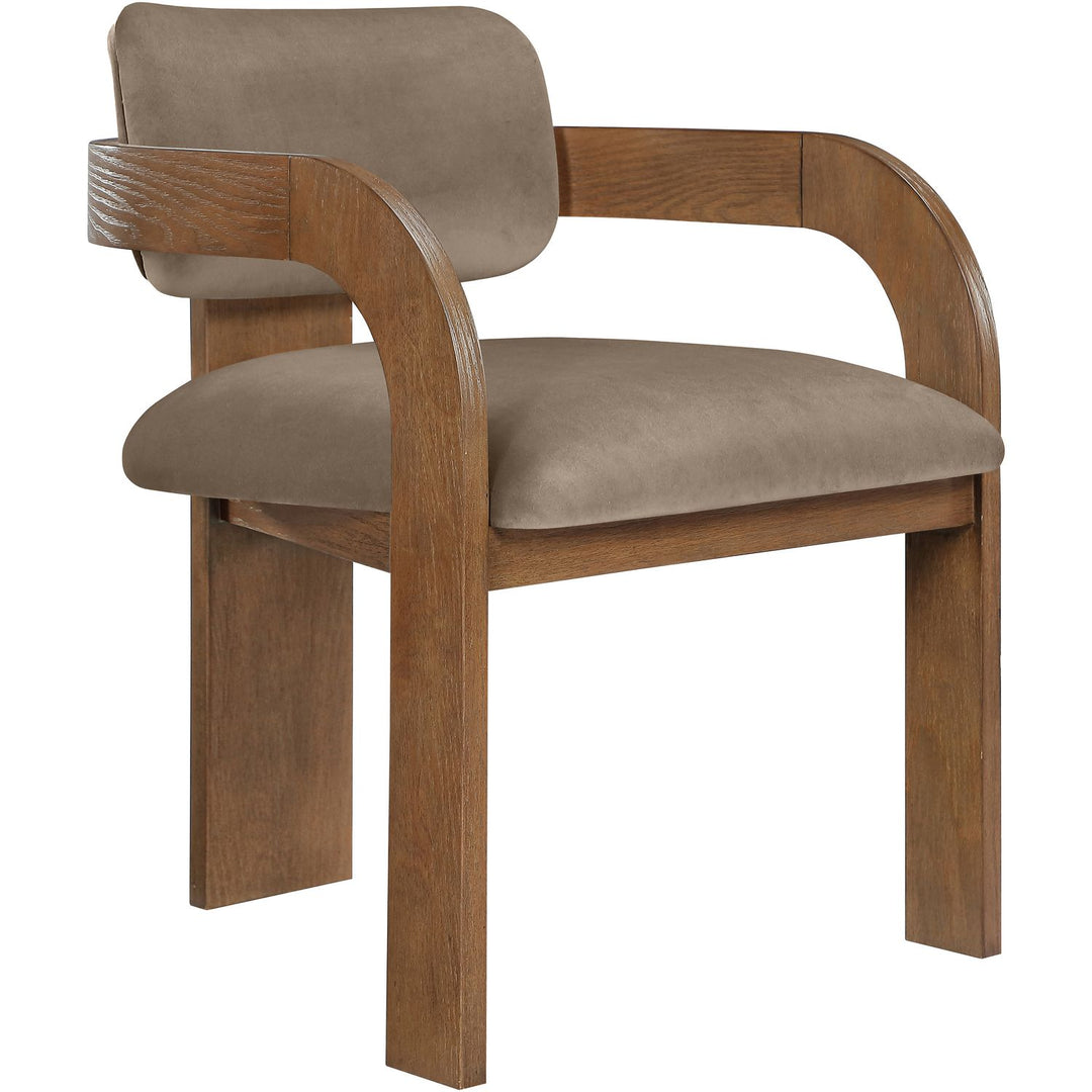 Cedra Velvet Performance Fabric Upholstered Dining Chair — Taupe / Stained Brown