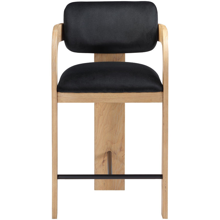 Cedra Velvet Performance Fabric Upholstered Counter Stool — Black / Stained Natural / Matte Black
