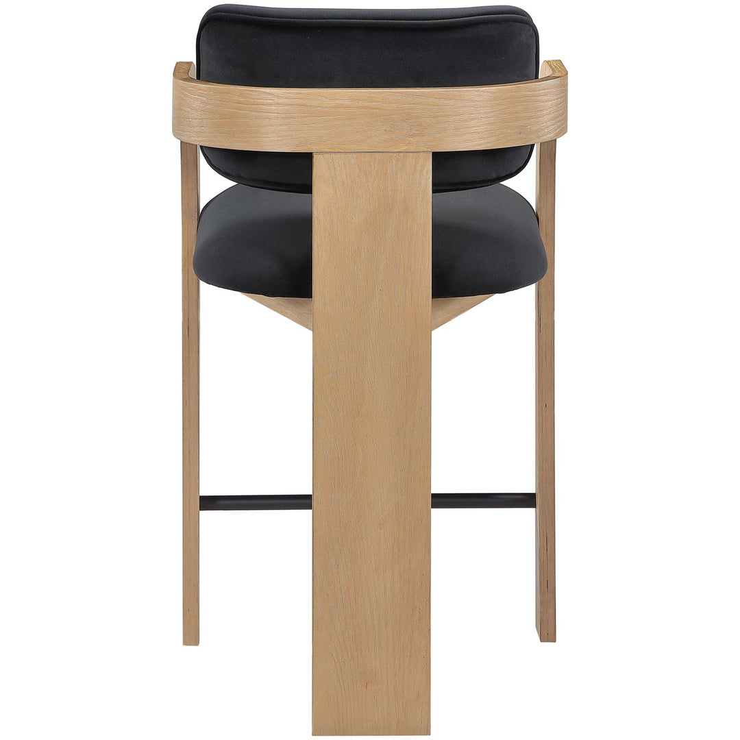 Cedra Velvet Performance Fabric Upholstered Counter Stool — Black / Stained Natural / Matte Black