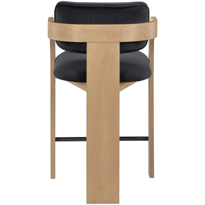 Cedra Velvet Performance Fabric Upholstered Counter Stool — Black / Stained Natural / Matte Black